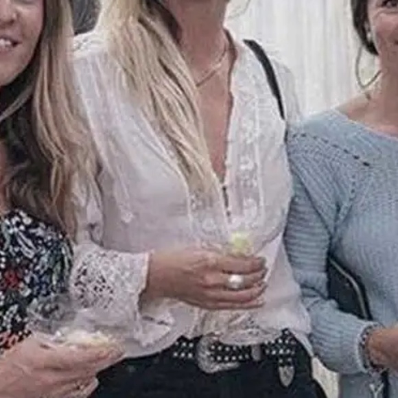 Boho White Button Down Lace Minimalist Blouse - Picture 2 of 8